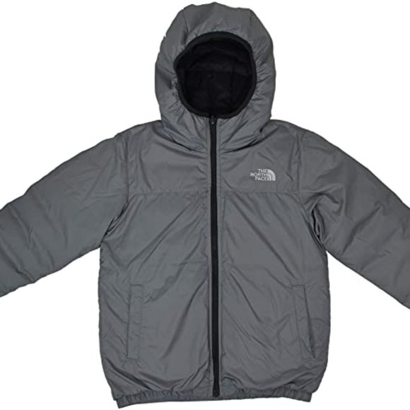 🆕 The North Face Boys Reversible Reese Hooded Down Jacket, X-Small - Mid Grey - Picture 5 of 11
